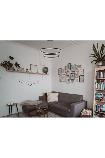 Vonalight Modern Led Halka, Salon,Oturmaodası,2li Sarkıt Avize 3000k Siyah Ça...