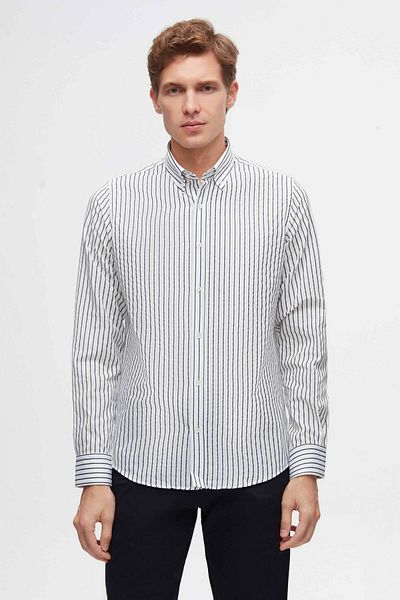 D'S Damat Ds Damat Slim Fit тъмносиня риза и пуловер от 2 части с кръгла яка