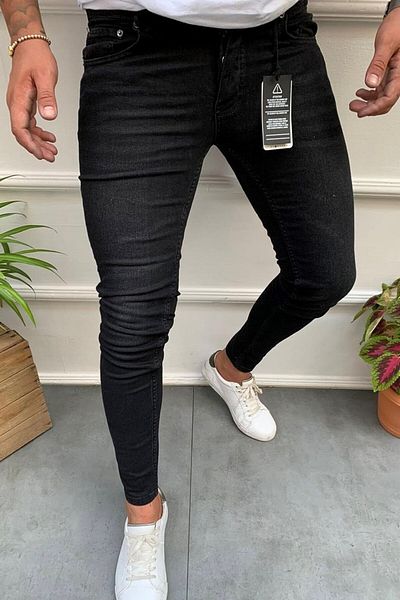 DOPPİO'N DENİM Blugi din lycra, negri, slim fit, pentru bărbați