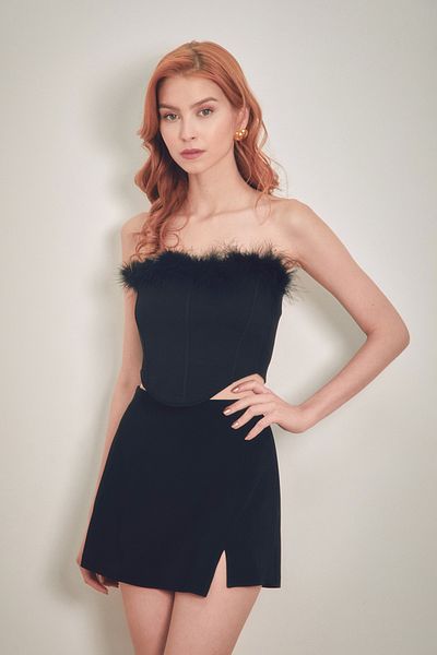 Fulla Moda Στράπλες Feather Crop Bustier