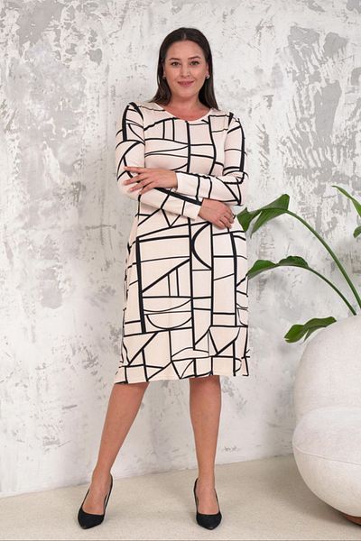 Neşeli Butik γυναικείο φόρεμα με λαιμόκοψη με τσέπες plus size