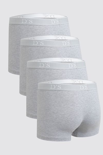 D'S Damat Σετ μπόξερ Groom Grey 4 τεμαχίων - Stretchable, Lycra και ελαστική μέση