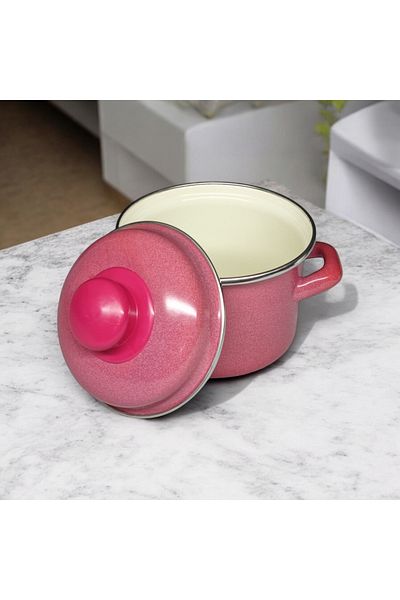 qussine Red Luxury Enamel Mini Pot - Egg Boiling, Food and Sauce 900ml 12cm