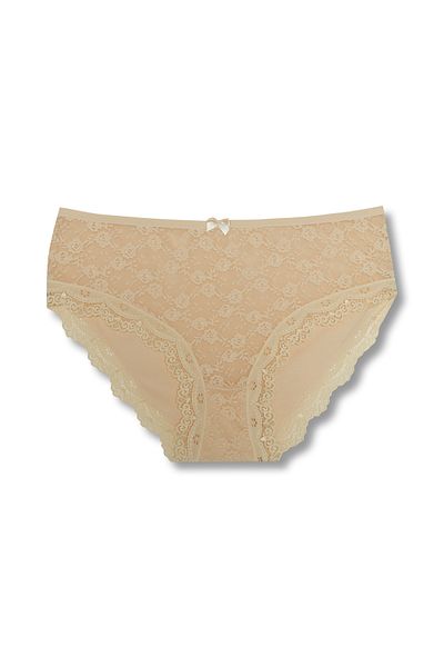 HNX Βαμβακερή δαντέλα μπροστά Ψηλόμεση Plus Size Γυναικεία κιλότα