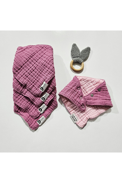 destinyhometex 100% قطن 8 طبقات من قماش الموسلين مع ثلاث أزرار كبس 5 قطع مريل...