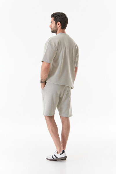 Fulla Moda Waist Lace Up Wafer Striped Shorts