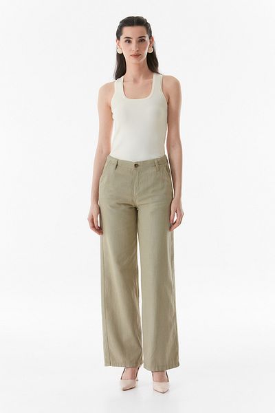 Fulla Moda High Waist Palazzo Linen Trousers