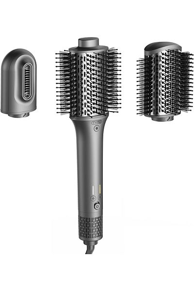 TYMO 3-in-1 Round Hot Air Brush, High-Speed Blow Out Styler & Straightener, Fast Drying, Gray