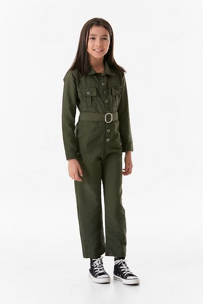 Fulla Moda Girl's Belted Parachute Jumpsuit
