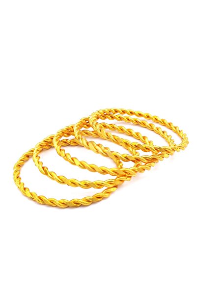 FerizZ Altın Kaplama 2li Adana Burması Bilezik 6.5 mm - 5 Adet