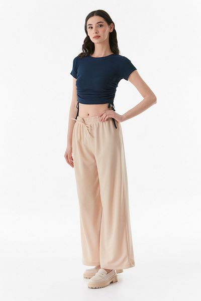 Fulla Moda Wide Leg Trousers with Elastic Waist