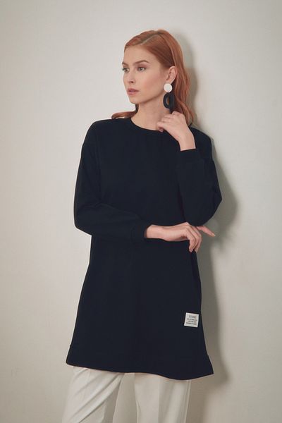 Fulla Moda Fullamodest سترة أساسية برقبة دائرية