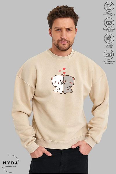 Nyda Collections Μακρυμάνικο φούτερ χωρίς κουκούλα - Crew Neck, Bubu Dudu Printed