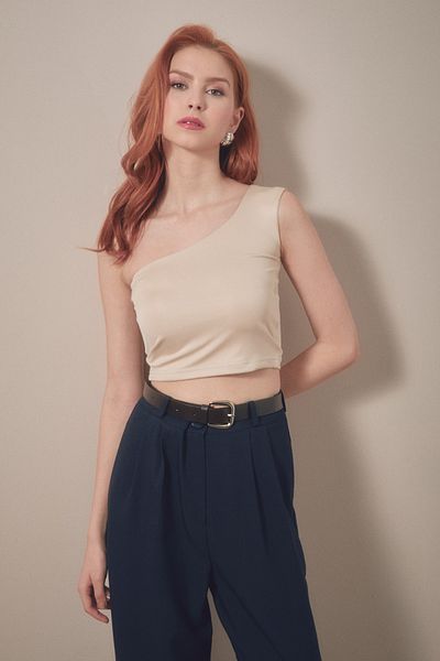 Fulla Moda Basic Single Sleeve Crop Blouse