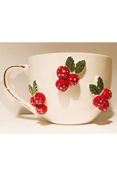 Monako Limited Edition 350ml Christmas and Christmas Mug with Kokina Embossed and 24K Gold Decor