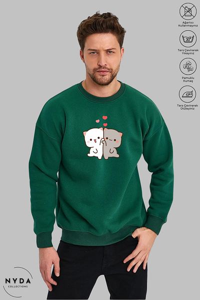 Nyda Collections Μακρυμάνικο φούτερ χωρίς κουκούλα - Crew Neck, Bubu Dudu Printed