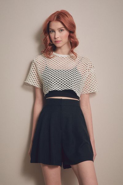 Fulla Moda Pantaloni scurți plisați cu talie elastică de bază