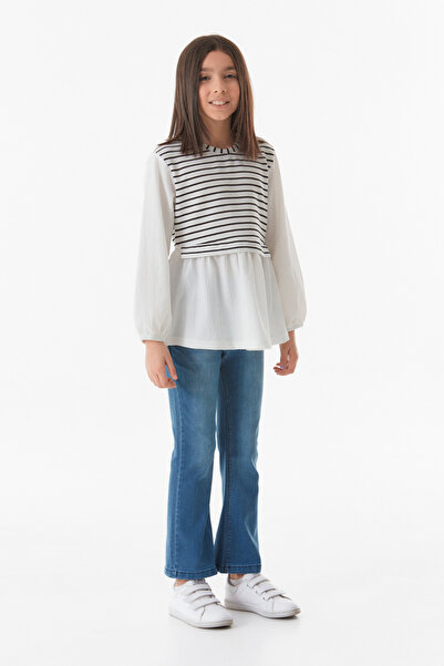 Fulla Moda Striped Crew Neck Girl's Blouse