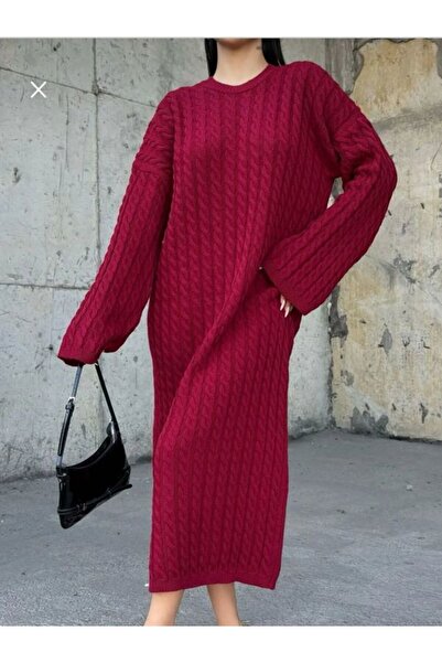 Sfg Life Moda Γυναικείο πλεκτό φόρεμα με μακριά μανίκια και λαιμόκοψη