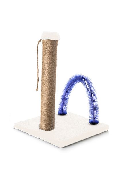 BEYLİNİ Cat Scratching and Itching Board - Plush Fabric, Erasable Unassembled, 40cm Height (Cream)