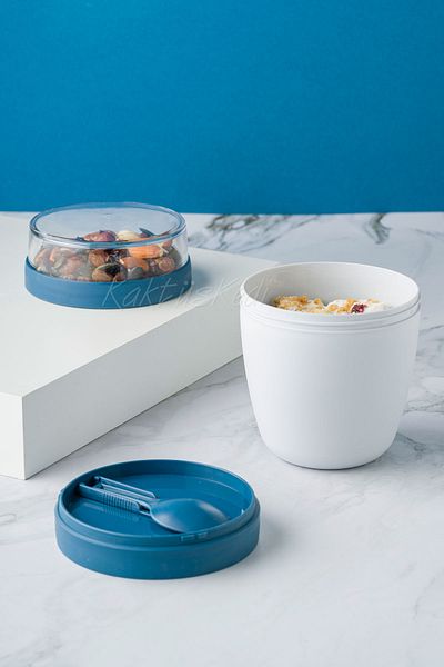 KaktüsKedi Portable Yogurt Container with Spoon - 700 ml Practical Food Cup