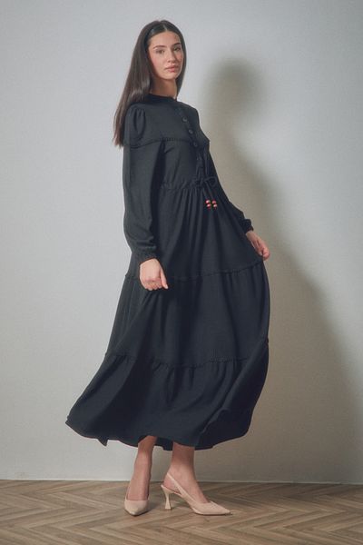 Fulla Moda Φόρεμα Fullamodest με όρθιο γιακά και δέσιμο στη μέση