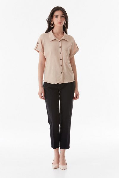 Fulla Moda Basic Wrapped Fabric Shirt