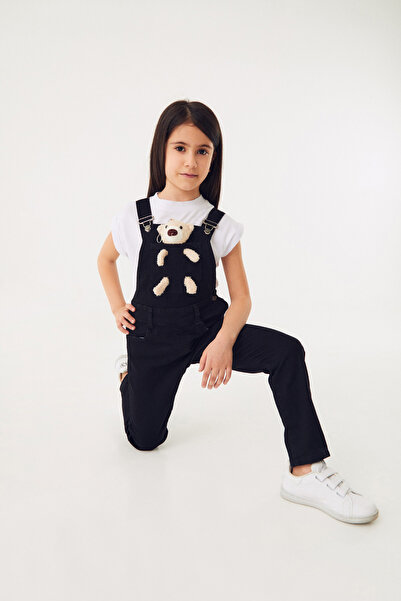 Fulla Moda Children's Denim Salopet with Teddy Bear Detail