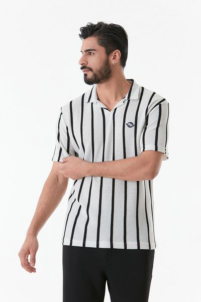 Fulla Moda Μπλουζάκι πόλο με ριγέ κεντημένο λαιμό