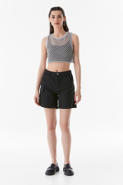 Fulla Moda Linen Shorts with Elastic Waist Cargo Pockets
