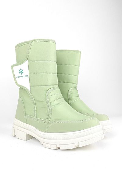 Zerenyus Daily Thermal Αντιολισθητική Σόλα Velcro Γυναικείες/Κοριτσίστικες Πράσινες Μπότες Χιονιού