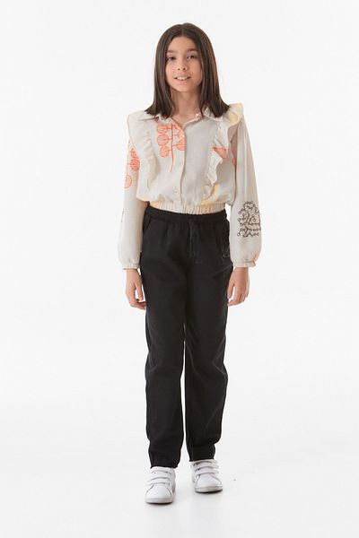 Fulla Moda Elastic Waist Linen Girl's Trousers