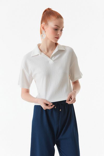 Fulla Moda Burümcük Fabric Polo Collar T-Shirt