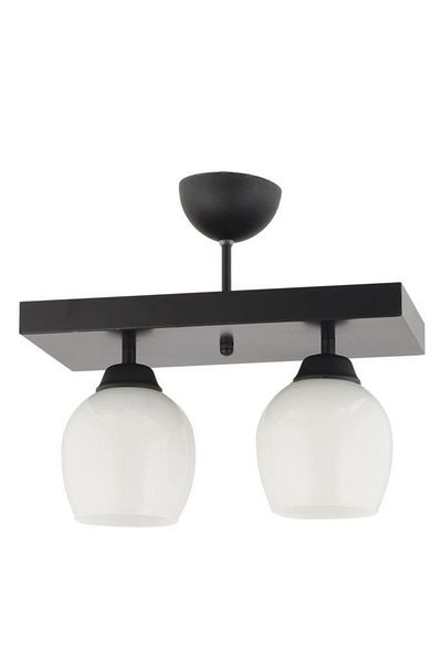 Lambadar Modern White Double Rectangular Plafonier - Glass Chandelier, Living Room, Kitchen and Bedroom