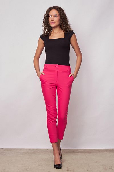 Jument High Waist Pocket Slit Leg Ankle Length Lightweight Lycra Fabric Stylish Office Trousers-fuge
