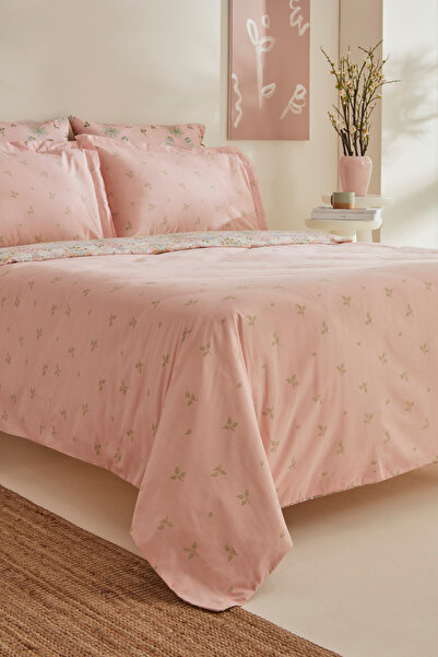 Karaca Home Flovy %100 Pamuk Çift Kişilik Nevresim Takımı Pudra
