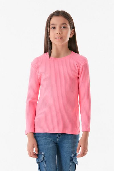 Fulla Moda Ribbed Girl's Bodysuit - Crew Neck