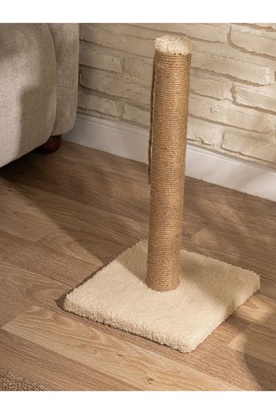 BEYLİNİ 40cm Cream Color Plush Fabric Stick Cat Scratch Board - Erasable Disassembled