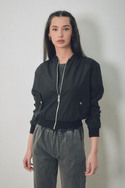 Fulla Moda Zippered and Elastic Waist Jacket