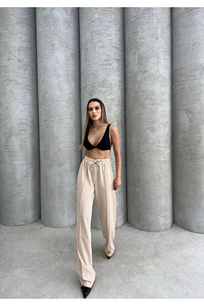 exxitcollection Pantaloni largi din in dungi de damă