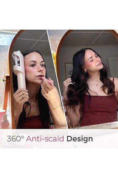 TYMO CURLGO Cordless Automatic Curling Iron, Rechargeable & Dual Voltage, Gold Pink