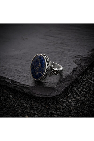 vevasilver Doğal Lapis Lazuli Taşı 925 Ayar Gümüş Erkek Yüzük