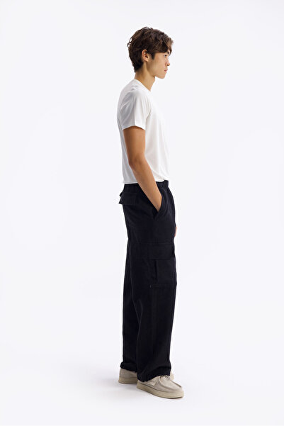 GIESTO Black Patterned Cargo Pants