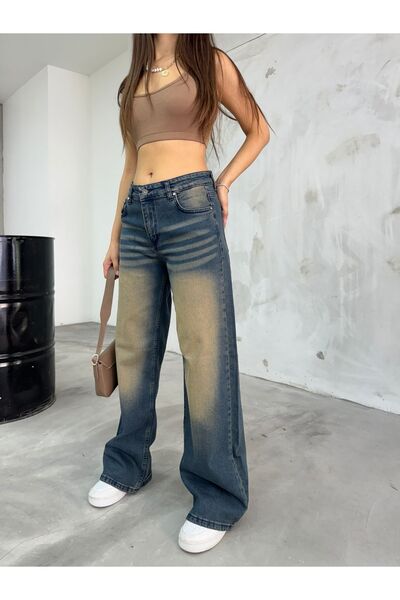 BİKELİFE Laza szabású női farmer - kifakult hatású, egyenes szabású