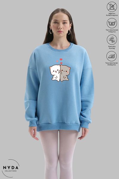 Nyda Collections Μακρυμάνικο φούτερ χωρίς κουκούλα - Crew Neck, Bubu Dudu Printed