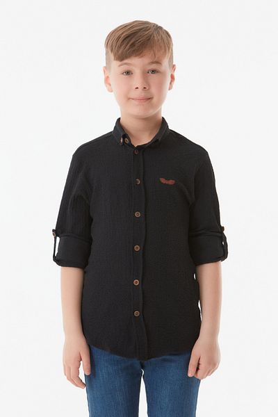 Fulla Moda Бродирана момчешка риза от чул