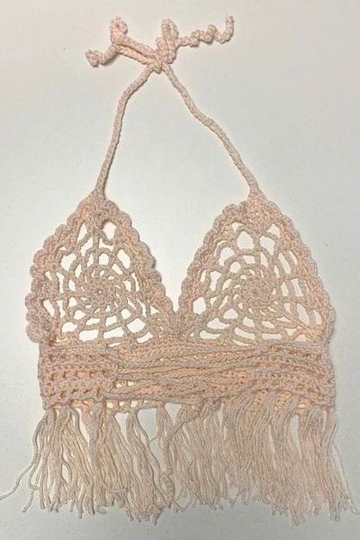 Uretti - Aslı 5776 Χειροποίητο Μπεζ Crop Top