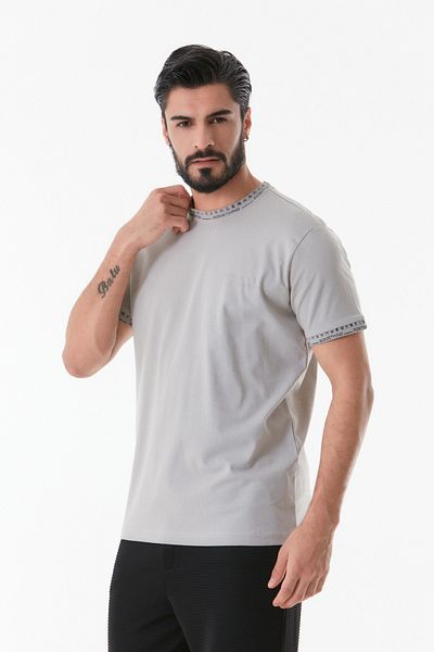 Fulla Moda طاقم الرقبة تي شيرت مطبوع
