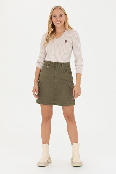 U.S. Polo Assn. Kadın Haki Dokuma Etek 50272087-VR027