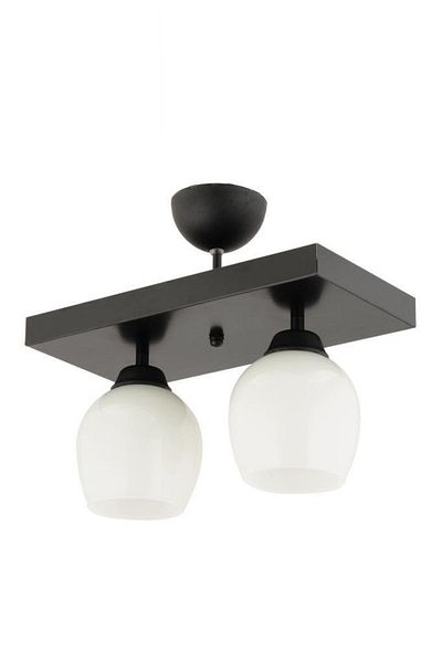 Lambadar Modern White Double Rectangular Plafonier - Glass Chandelier, Living Room, Kitchen and Bedroom